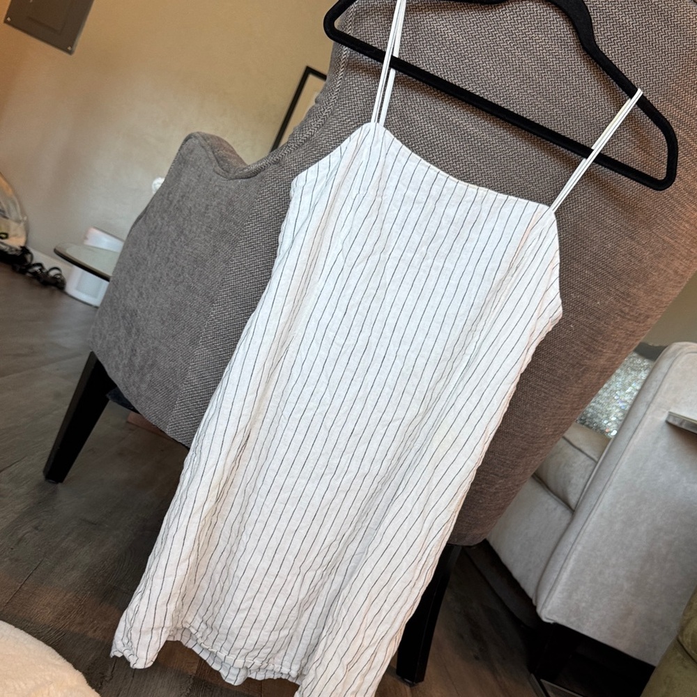 CLEARANCE - GAP White and Black Striped Linen Dress